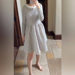 Maje Gray and White Midi Dress